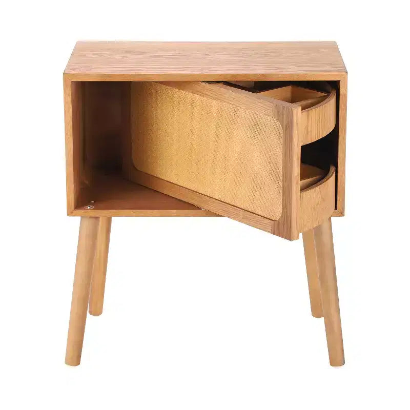 Table de chevet en rotin avec compartiment rotatif, table d'appoint, bout de canapé