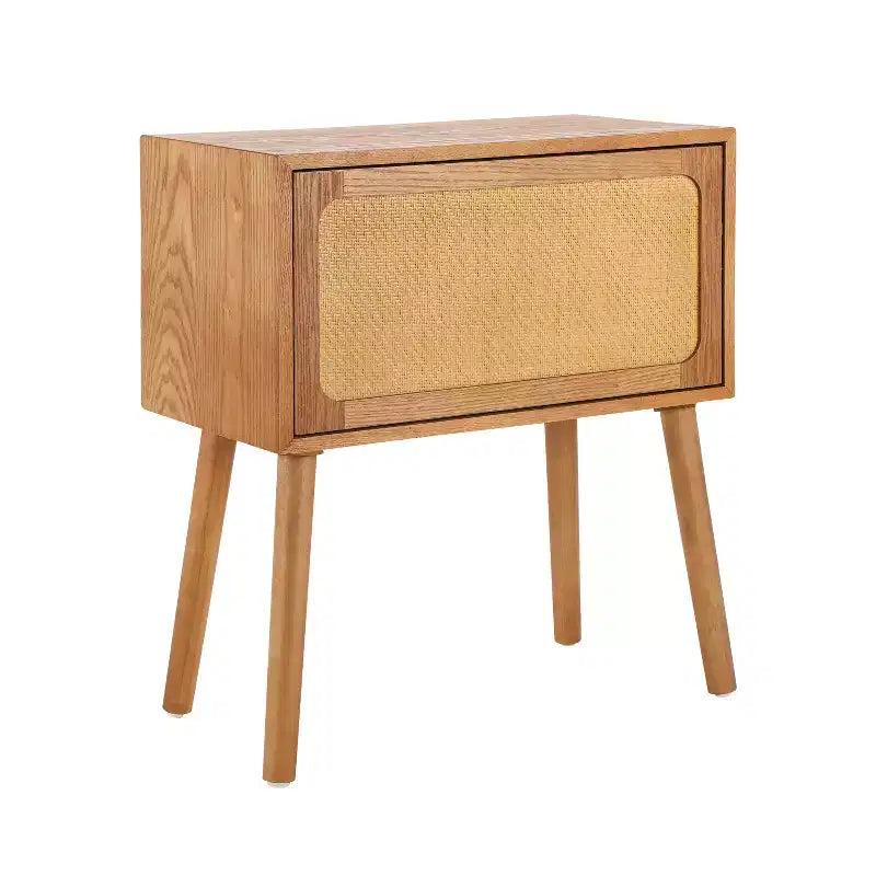 Table de chevet en rotin avec compartiment rotatif, table d'appoint, bout de canapé