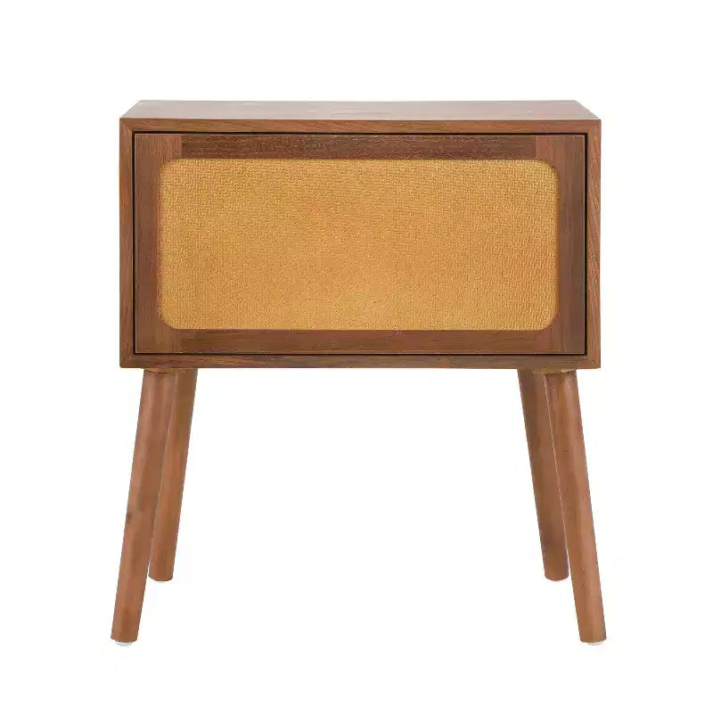 Table de chevet en rotin avec compartiment rotatif, table d'appoint, bout de canapé