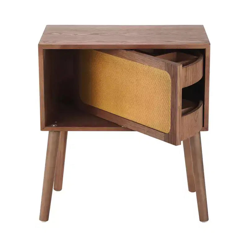 Table de chevet en rotin avec compartiment rotatif, table d'appoint, bout de canapé