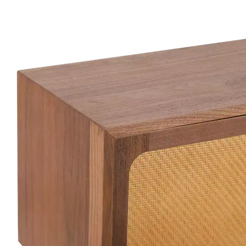 Table de chevet en rotin avec compartiment rotatif, table d'appoint, bout de canapé