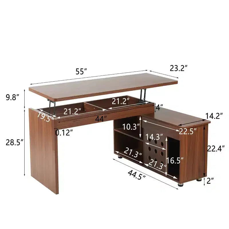 Bureau de direction en L, bureau d'angle informatique avec armoire de rangement