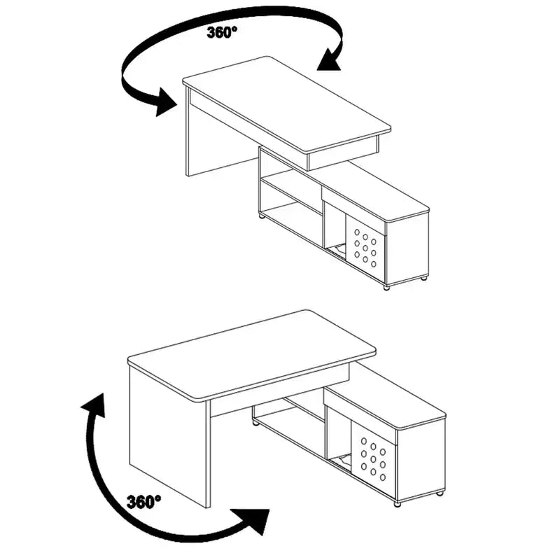 Bureau de direction en L, bureau d'angle informatique avec armoire de rangement