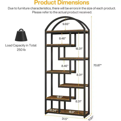 Étagère arquée, meuble de rangement avec étagères ouvertes