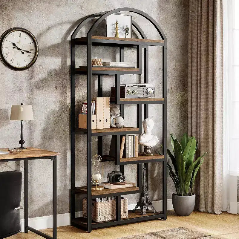 Étagère arquée, meuble de rangement avec étagères ouvertes