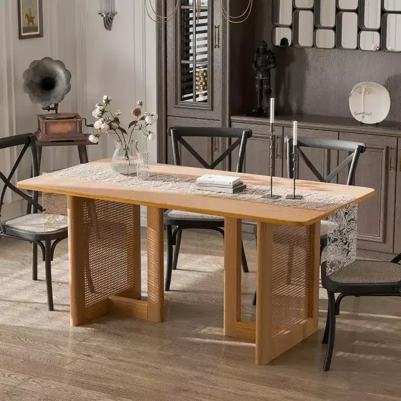 Table de salle à manger ovale en bois, moderne, de style ferme
