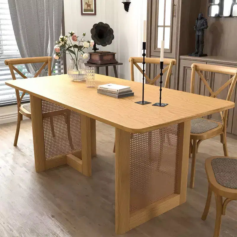 Table de salle à manger ovale en bois, moderne, de style ferme