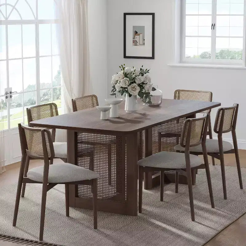 Table de salle à manger ovale en bois, moderne, de style ferme