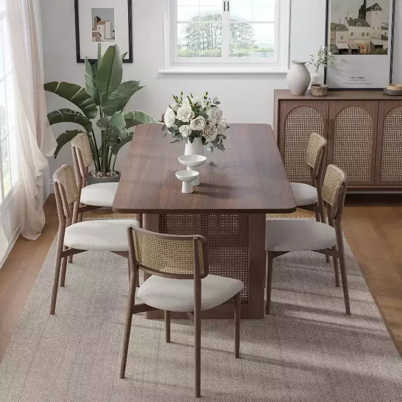 Table de salle à manger ovale en bois, moderne, de style ferme
