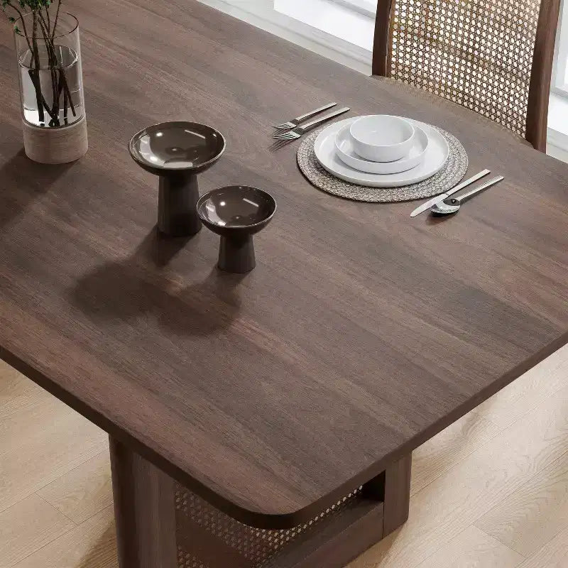 Table de salle à manger ovale en bois, moderne, de style ferme