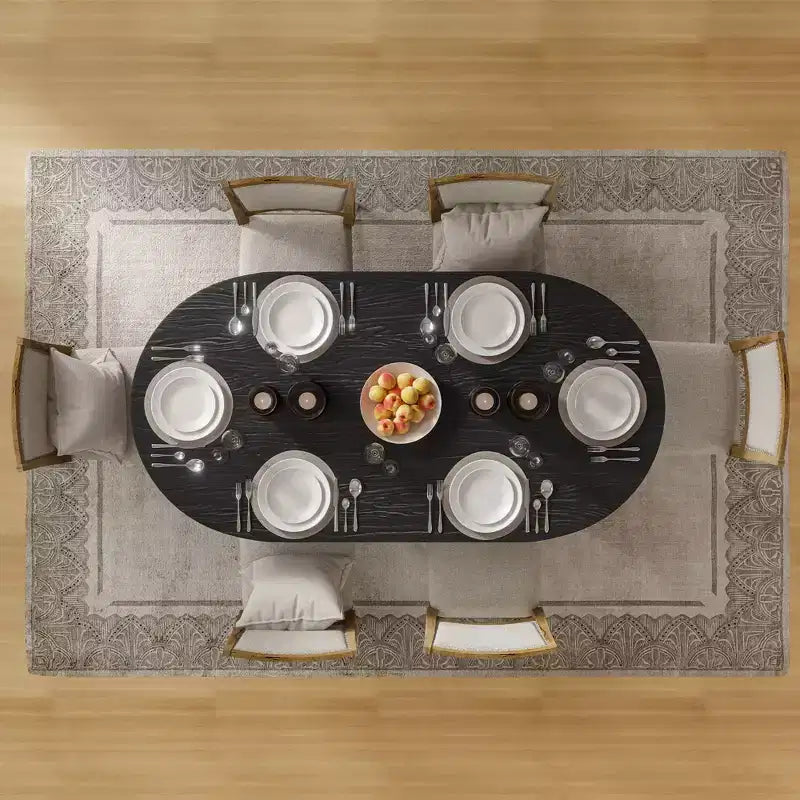 Table de salle à manger ovale en bois, moderne, de style ferme