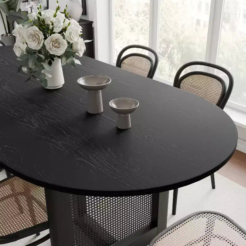 Table de salle à manger ovale en bois, moderne, de style ferme