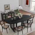 MAYEERTY 67 Wood Oval Dining Table for 4-6, Farmhouse Modern Kitchen & Dining Room Table