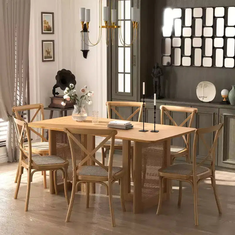 Table de salle à manger ovale en bois, moderne, de style ferme