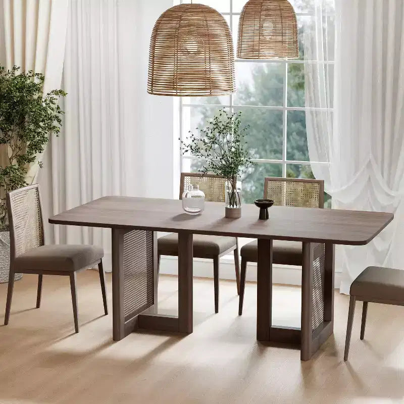 Table de salle à manger ovale en bois, moderne, de style ferme