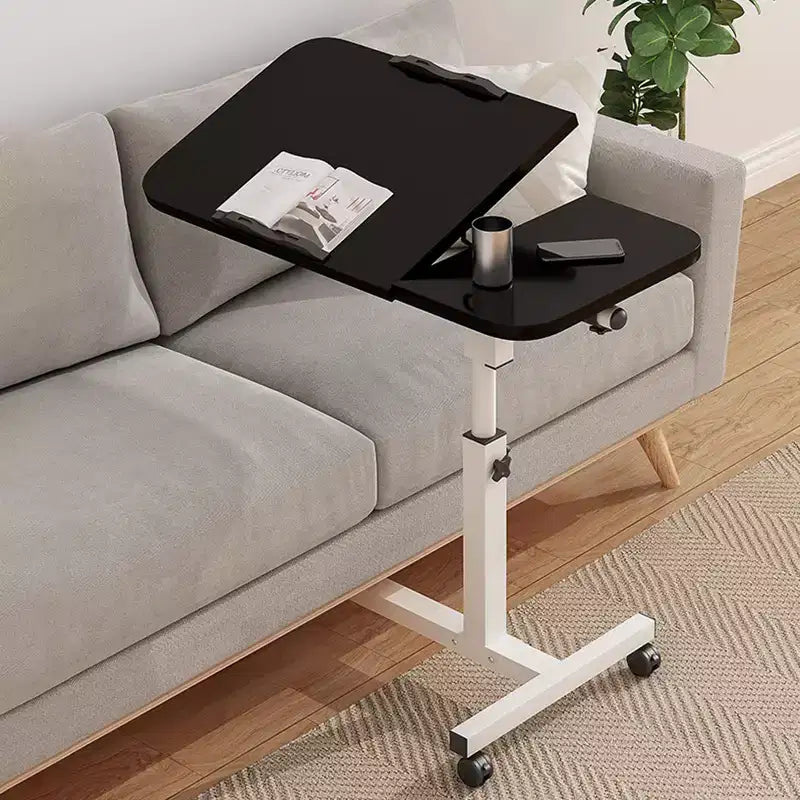 Standing Desk Mobile Laptop Desk Adjustable Overbed Table with Wheels and Tilting Desktop Standing Table for Laptop, Notebook, Meals