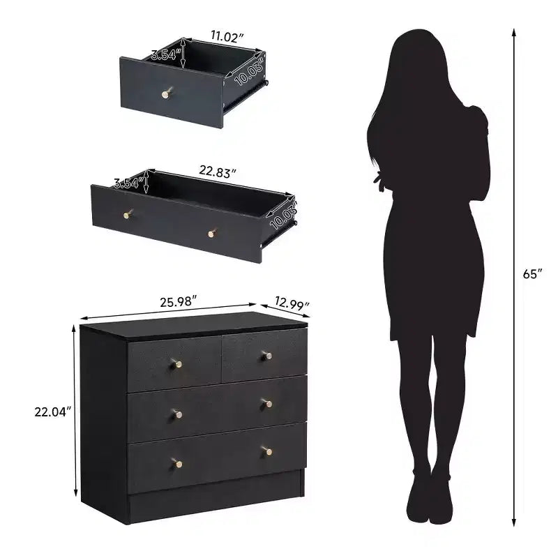 Commode 4 tiroirs rose en panneaux de particules