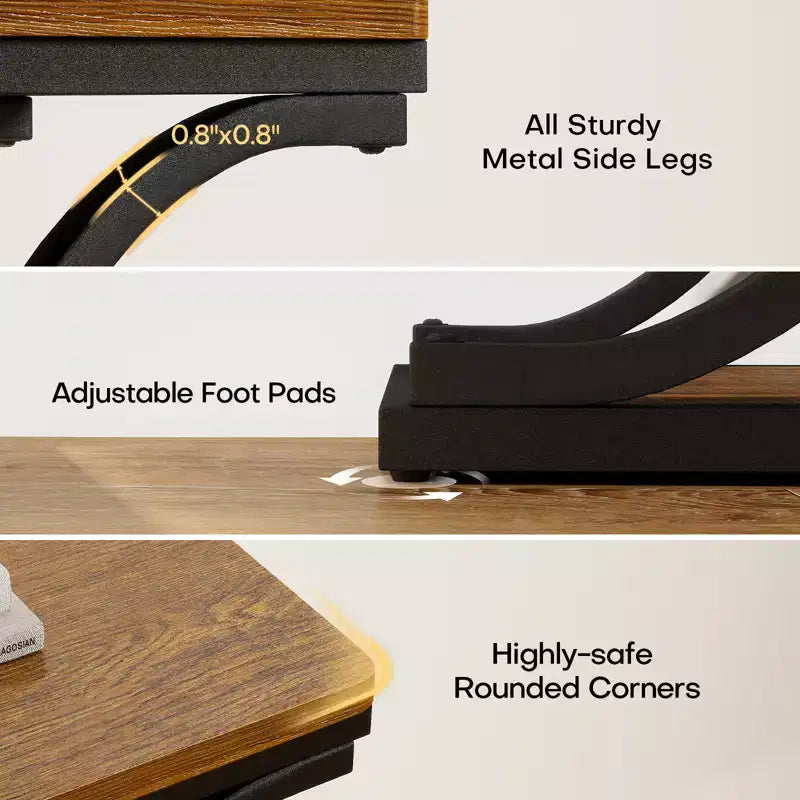 Table d'appoint étroite à 3 niveaux robuste, style industriel, pour canapé