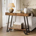 Console avec cadre métallique géométrique, table de canapé industrielle à 2 niveaux