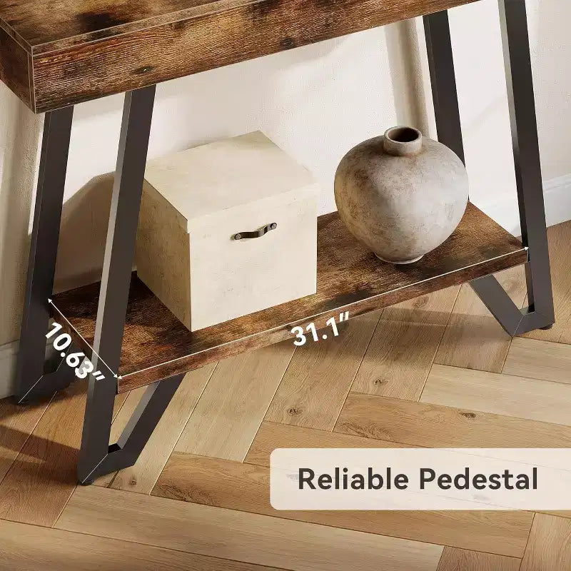 Console avec cadre métallique géométrique, table de canapé industrielle à 2 niveaux