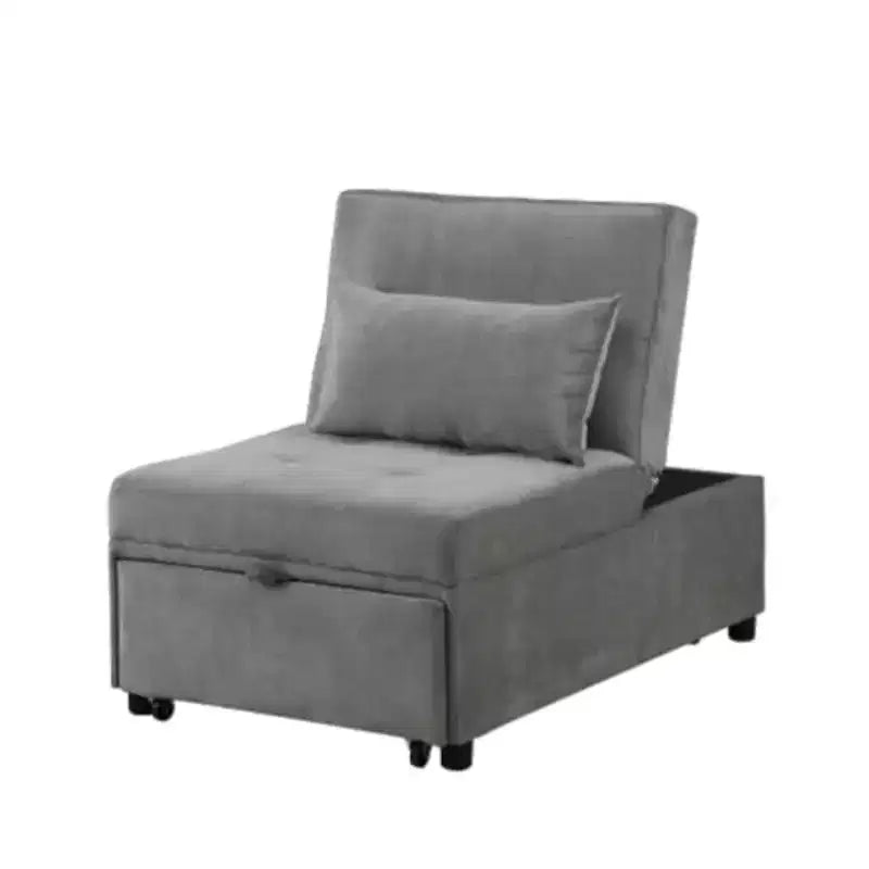 GustoWave 4 in 1 Adjustable Bed Stool Sofa Chair, Modern Sleeper Sofa Guest Bed with Adjustable Backrest, Sleeper Sofa Guest Bed, Gray