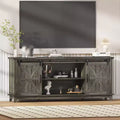 Modern TV Stand for TVs Up to 75'', Wooden Entertainment Center with Sliding Barn Doors, Media TV Console Table with Adjustable Shelf for Living Room