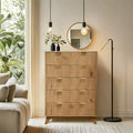 Dresser, Chest of Drawers - 5 Drawer 48'' Tall Mid Century Modern with Fluted Design, for Bedroom, Living Room, Entryway