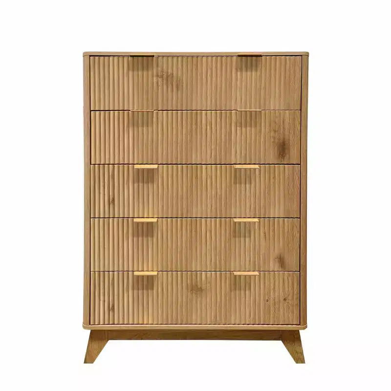 Commode, Chiffonnier - 5 Tiroirs Mid-Century Moderne avec Design Cannelé
