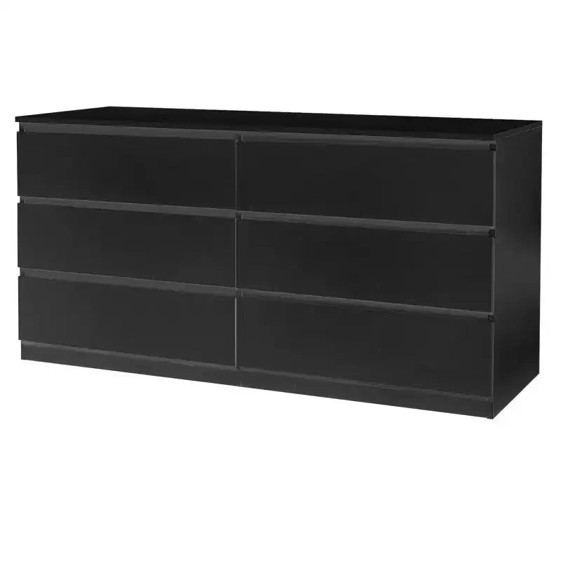 Commode noire à 6 tiroirs en aggloméré