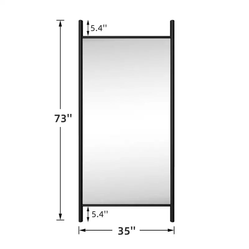 Miroir pleine longueur, cadre en bois massif, échelle, rectangulaire, noir