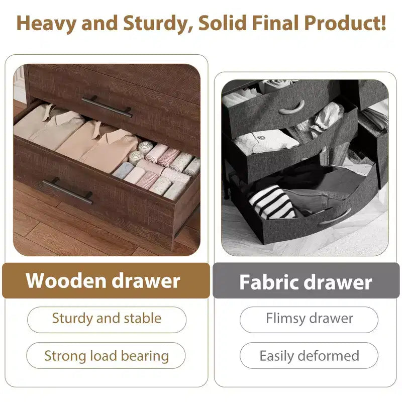Commode à 5 tiroirs pour chambre à coucher, commode en bois avec pieds en métal