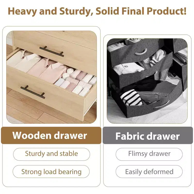 Commode à 5 tiroirs pour chambre à coucher, commode en bois avec pieds en métal