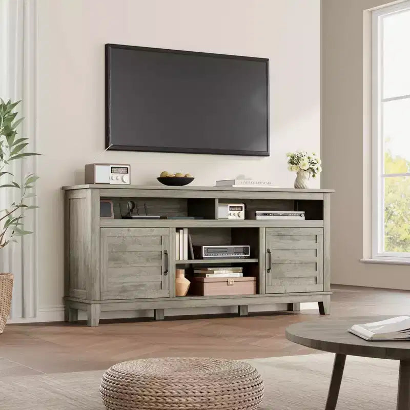 Meuble TV moderne en bois avec console multimédia et centre de divertissement