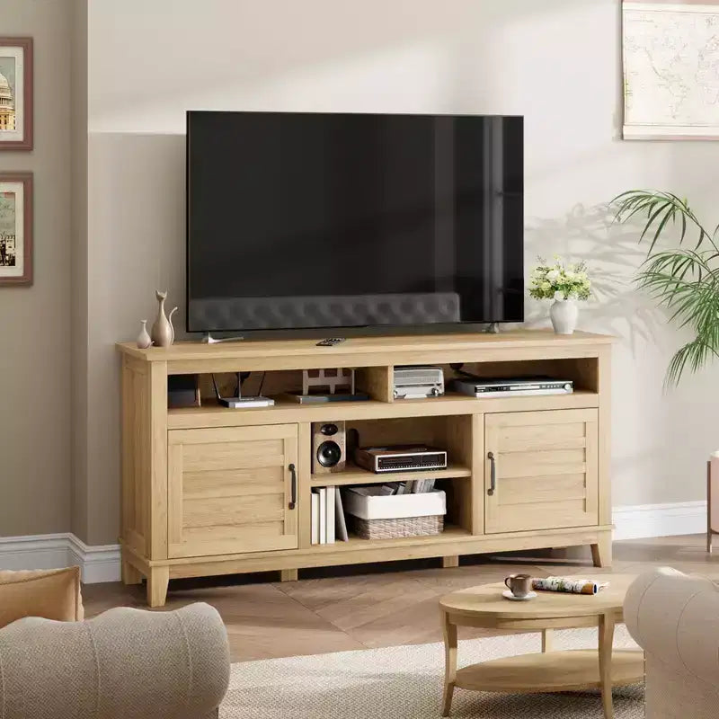 Meuble TV moderne en bois avec console multimédia et centre de divertissement
