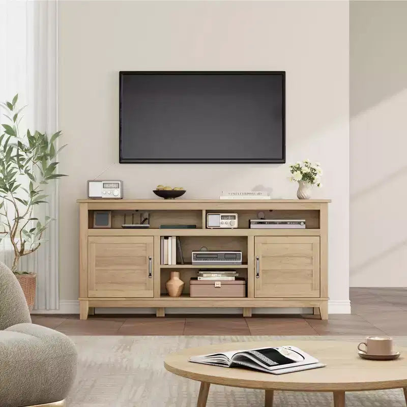Meuble TV moderne en bois avec console multimédia et centre de divertissement
