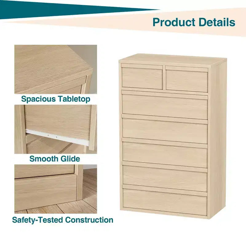 Commode à 5 tiroirs Grande commode avec grand espace de rangement, commode de rangement moderne