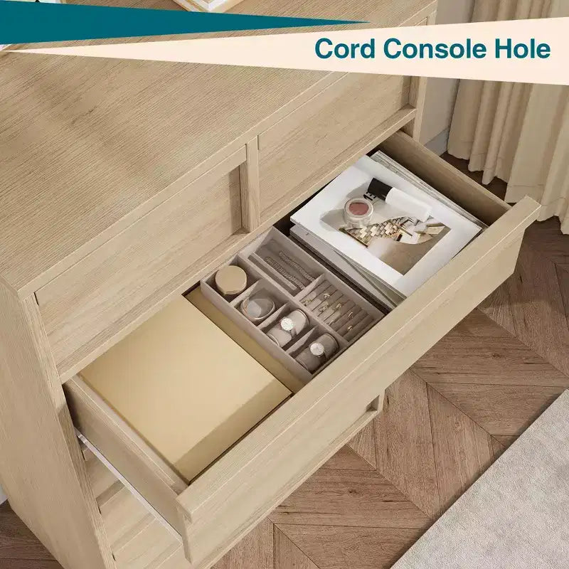 Commode à 5 tiroirs Grande commode avec grand espace de rangement, commode de rangement moderne