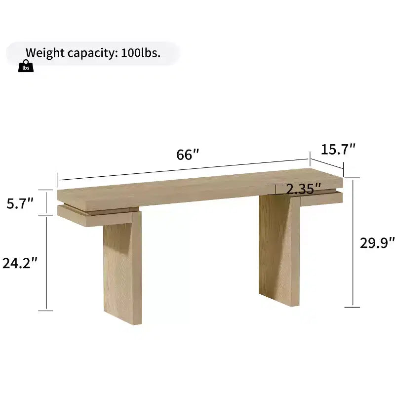 Console rectangulaire avec piètement en bois minimaliste