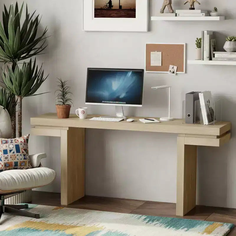 Console rectangulaire avec piètement en bois minimaliste