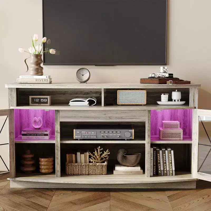 Meuble TV pour salon - Grand centre de divertissement style ferme