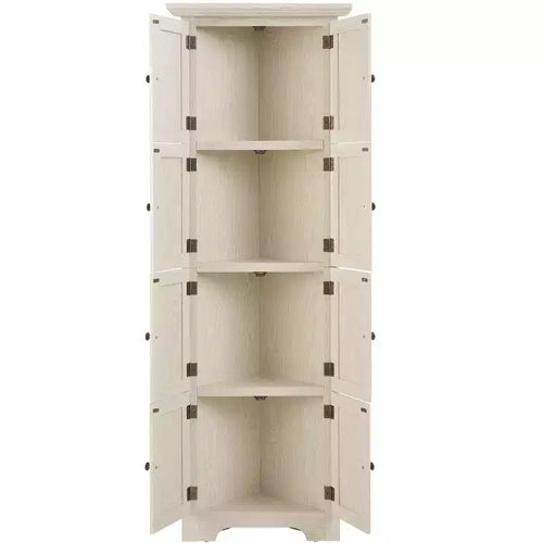 Meuble de rangement de cuisine d'angle à 4 niveaux, armoire de style ferme, étagère.