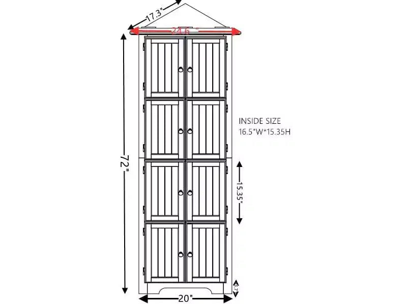 Meuble de rangement de cuisine d'angle à 4 niveaux, armoire de style ferme, étagère.