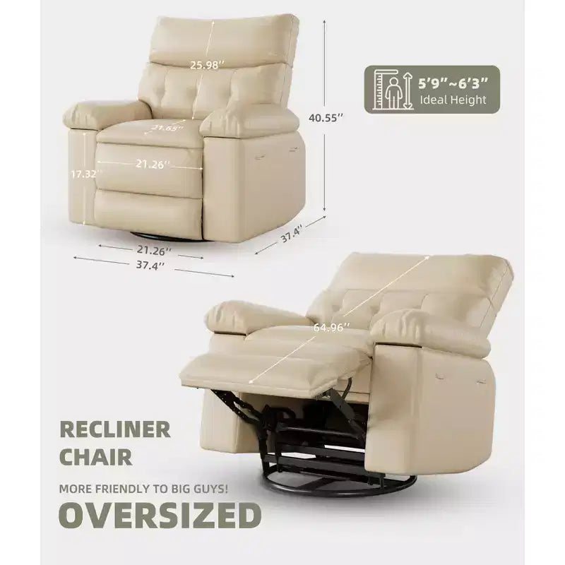 Fauteuil inclinable - Fauteuil relax manuel en cuir PU Confort éponge