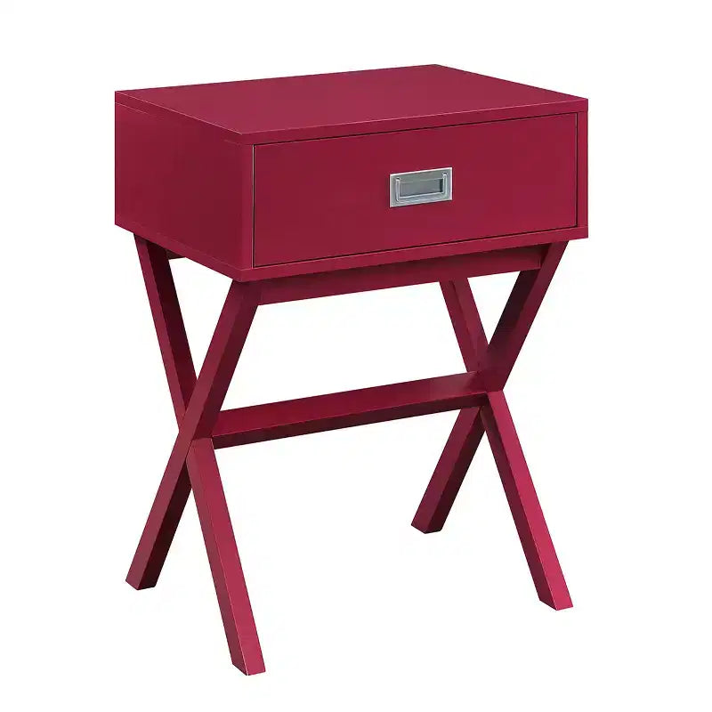 Table d'appoint style malle, tiroir et surface supérieure lisse, table d'appoint de rangement moderne