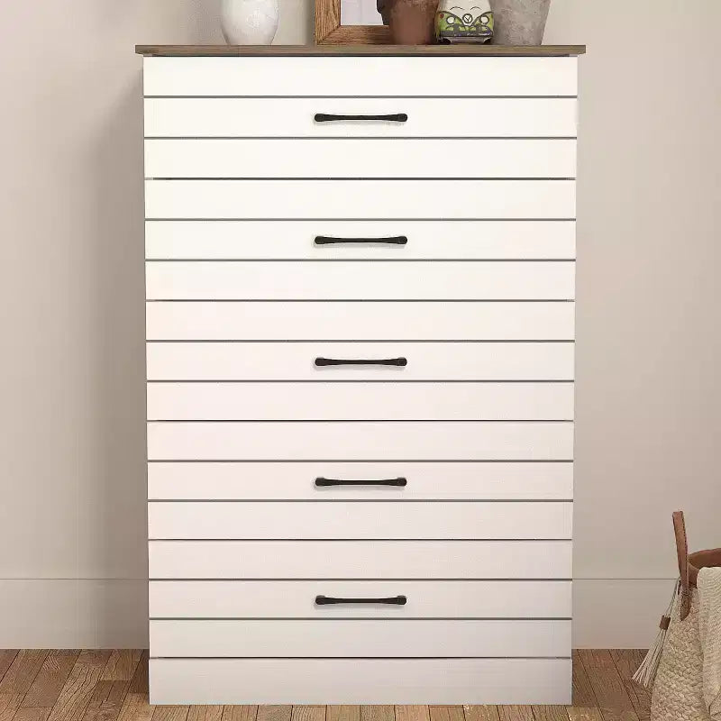 Galano Uf Elis 5 Drawer Chest (Interlock) - Ivory