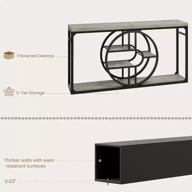 Table d'entrée, Consoles 5 niveaux pour entrée, Tables basses industrielles