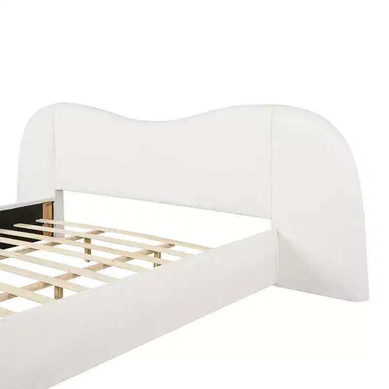 Cadre de lit moderne en bois rembourré Boucle avec tête de lit incurvée