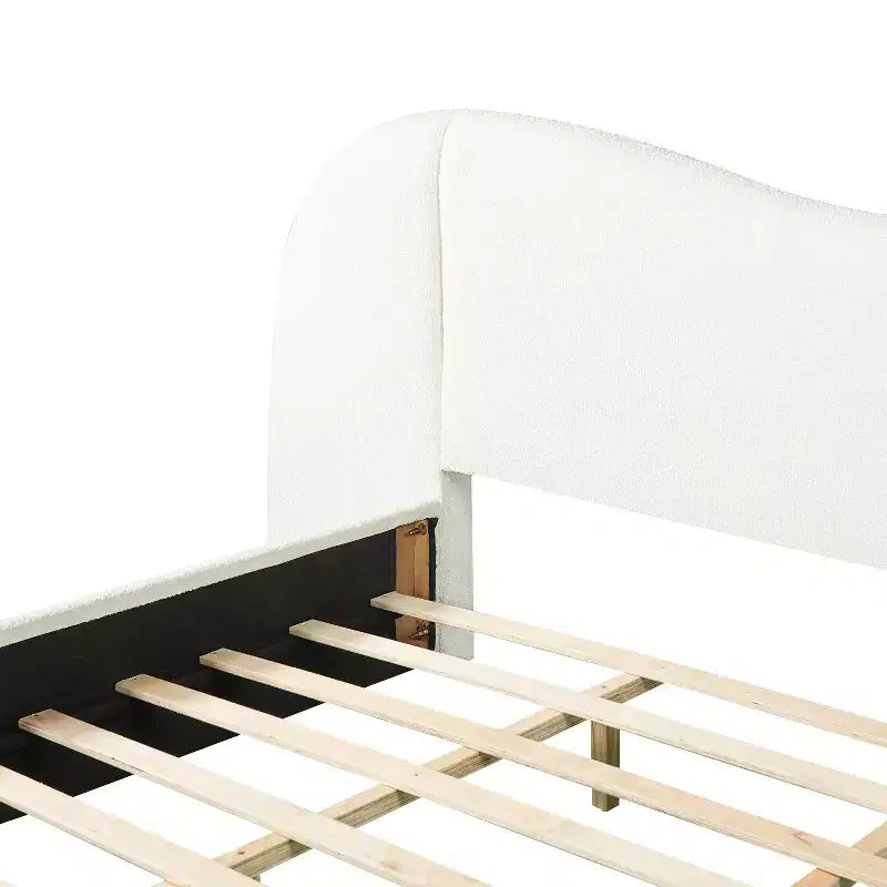 Cadre de lit moderne en bois rembourré Boucle avec tête de lit incurvée