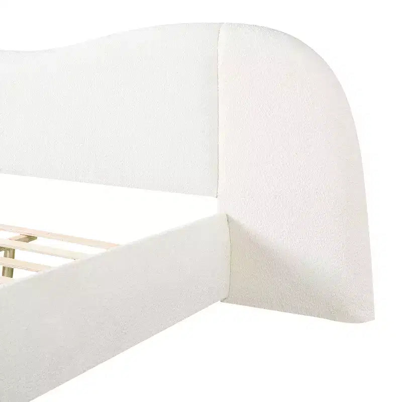 Cadre de lit moderne en bois rembourré Boucle avec tête de lit incurvée