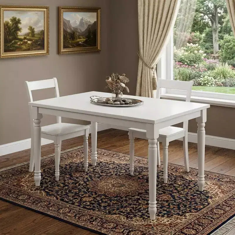 Table à manger en bois massif blanc